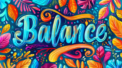A man holds a sign with the word "Balance" on a colored background. The image evokes a sense of harmony, equilibrium, and stability.