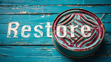 A person sees the word "Restore" on a colorful background in the image, prompting thoughts of renewal and rejuvenation.