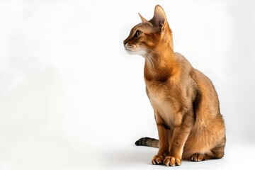Abyssinian cat on a white background.