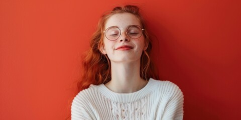 Scandinavian Girl Smiling With Eyes Closed