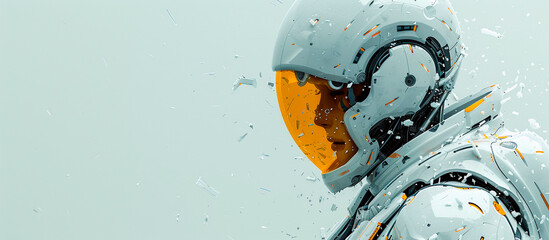 Man in white suit and yellow helmet - Powered by Adobe