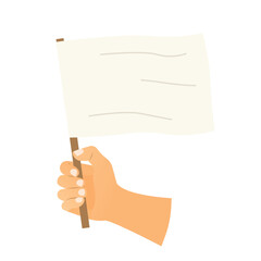 hand holding a white flag typically symbolizes surrender, peace or truce in various contexts, such as warfare or negotiations- vector illustration - obrazy, fototapety, plakaty