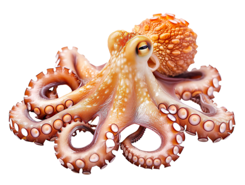 live octopus, isolated white background PNG