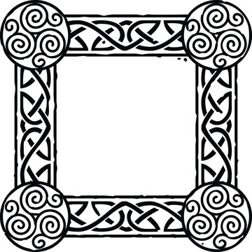 Small Square Celtic Border Frame - Triskele Spirals

