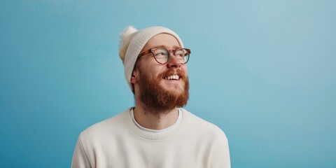 Smiling Scandinavian Man in a Beanie - obrazy, fototapety, plakaty