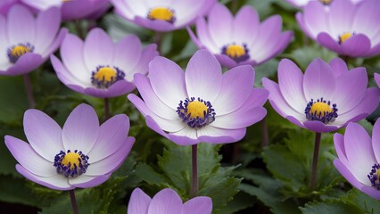Fototapeta premium Macro spring photo of beautiful blue flower anemones
