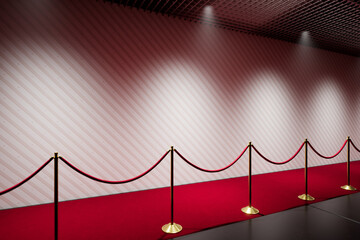 Exclusive Red Carpet Event: Golden Stanchions & Velvet Ropes Illuminate Path