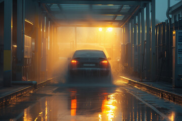 Obraz premium Automatic car wash in action