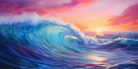 Calm waves of color washing over the canvas, creating a sense of harmony and relaxation. - obrazy, fototapety, plakaty