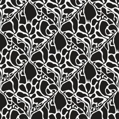 Vector Hand Drawn Seamless Ethnic Floral Pattern. - 767189562