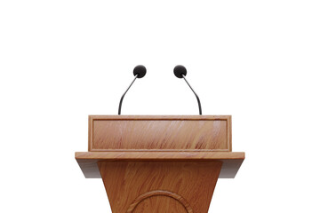 Stand for performance with microphones on a white background. Elections, Political debates,...