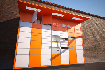 24/7 Automated Self-Service Parcel Pickup Station Located in Urban Area