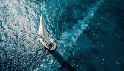 sailboat sailing in the ocean - obrazy, fototapety, plakaty