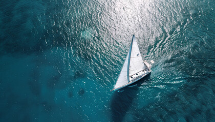 sailboat sailing in the ocean - obrazy, fototapety, plakaty