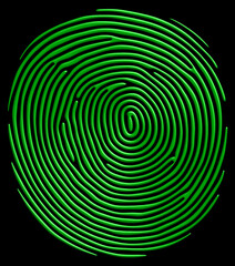 Green fingerprint vector illustration isolated on black background - 767191727