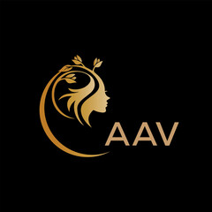 AAV letter logo. beauty icon for parlor and saloon yellow image on black background. AAV Monogram logo design for entrepreneur and business. AAV best icon.	
