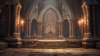 Fototapeta premium a set of stone steps leading to a cathedral