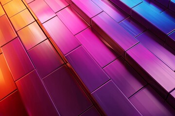 Abstract geometric background of metallic cubes with vibrant color gradients
