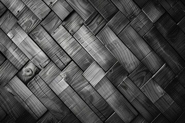 Abstract Black and white wood herringbone pattern background - obrazy, fototapety, plakaty