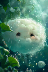 A cloud-like being that floats lazily in the sky. Its cottony fluff is incredibly soft, and it occasionally rains tiny droplets of sweet dew. cute creatures collection