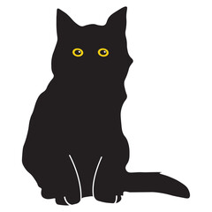 International Cat Day on 8 August. Black Silhouette on White Background. Vector Illustration.