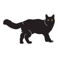 International Cat Day on 8 August. Black Silhouette on White Background. Vector Illustration.