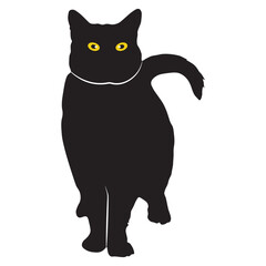 International Cat Day on 8 August. Black Silhouette on White Background. Vector Illustration.