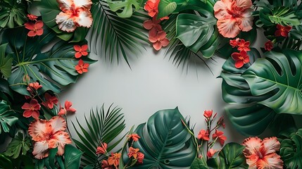 Floral and botanical background, Abstract pattern with spring flowers on a white background