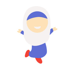 Happy muslim kid cartoon on white background