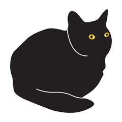 International Cat Day on 8 August. Black Silhouette on White Background. Vector Illustration.