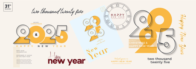 Happy new year 2025. With the theme of 2025 new year celebration ornaments. Premium design for calendar design, banner and template or poster. 2025 vector premium design.