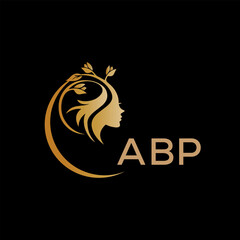 ABP letter logo. beauty icon for parlor and saloon yellow image on black background. ABP Monogram logo design for entrepreneur and business. ABP best icon.	
