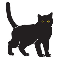 International Cat Day on 8 August. Black Silhouette on White Background. Vector Illustration.
