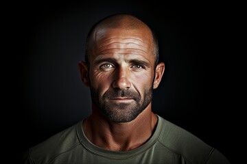 Portrait of a middle aged man with beard and mustache on black background