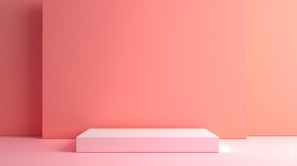 Fondo rosa con un pedestal para presentaciones