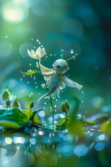 A tiny water sprite that dances on morning dew. Its laughter sounds like tinkling bells, and it leaves dew-kissed footprints wherever it goes. cute creatures collection
