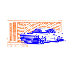 classic car vector graphic design illustration 