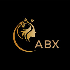 ABX letter logo. beauty icon for parlor and saloon yellow image on black background. ABX Monogram logo design for entrepreneur and business. ABX best icon.	