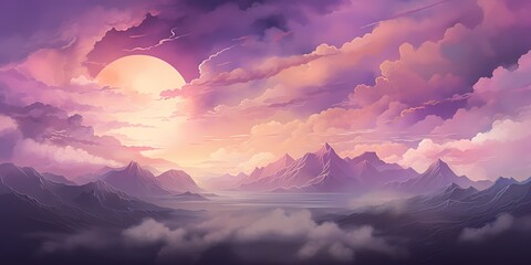 An enchanting gradient panorama, transitioning from golden yellows to cosmic purples, a striking backdrop for graphic resources.