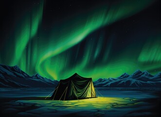 Tent Under the Northern Lights