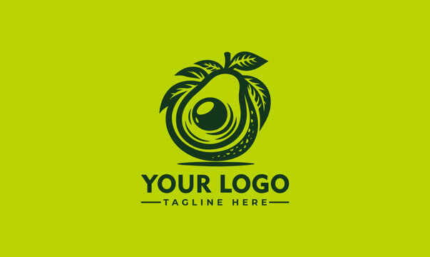 Avocado Fruit Logo A creative logo, perfect for fruit providers, online food shops, supermarkets, grocery stores, and avocado farming businesses. Enhance your brand identity with this distinctive logo