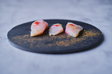 sushi with chopsticks