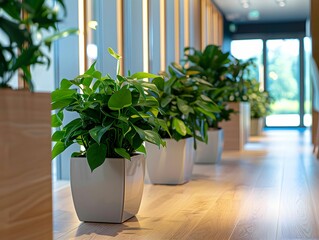 Office reception plants, green welcome, nature indoors
