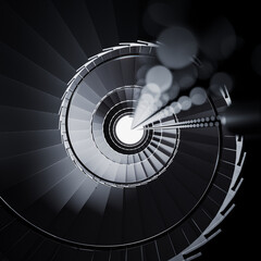 Enchanting View of a Spiral Staircase - Black and White Aesthetic