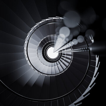 Enchanting View of a Spiral Staircase - Black and White Aesthetic