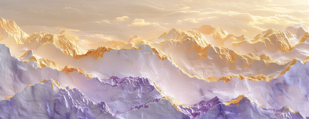 Sunset Alpenglow: Mountains Bathed in Golden Light, Abstract, AI Generative - obrazy, fototapety, plakaty