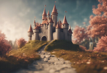 3d illustration fairy tale castle building - obrazy, fototapety, plakaty