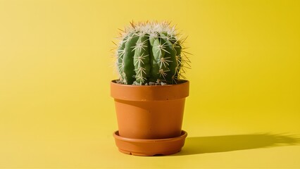 Potted cactus isolated on a clean white background