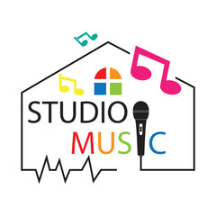 music studio logo design vector illustration