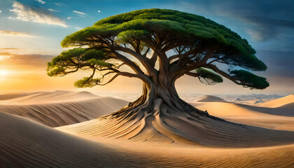 Abstract a big tree of sand dunes on digital art concept.